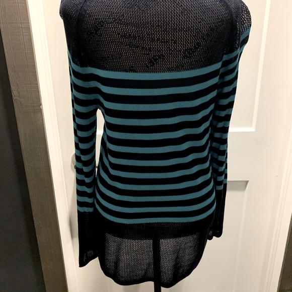 525 America Sweater. Small. Navy/Turquoise Strip. - Picture 4 of 7